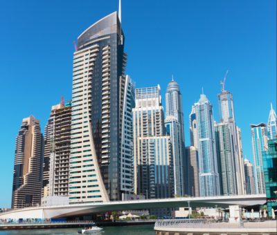 General view of the waterfront at Dubai Marina